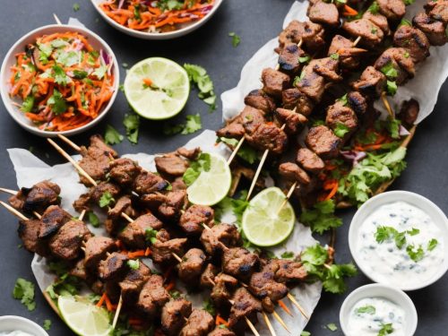 Tandoori Lamb Skewers with Crunchy Slaw & Raita