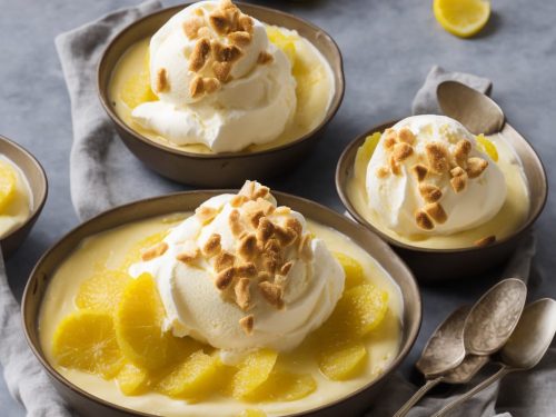 Tangy Lemon Pudding with Lemon Meringue Ice Cream