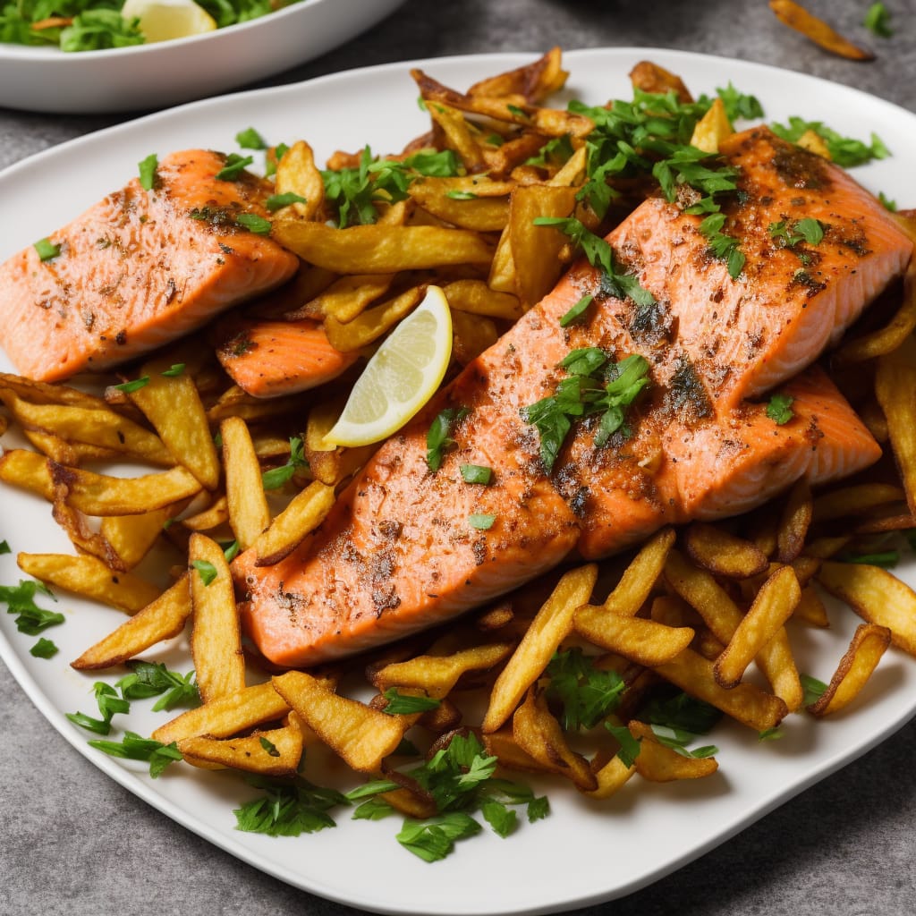 Tarragon Salmon with Crispy Root Chips