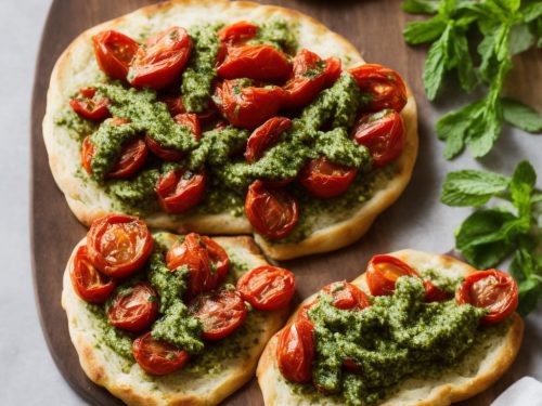 Tartines with Roasted Tomatoes & Mint Pesto