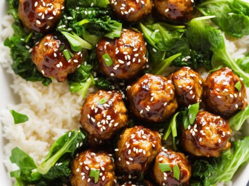 Teriyaki Chicken Meatballs with Rice & Greens