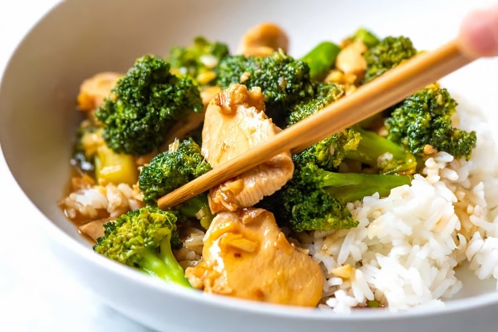 Thin-stemmed broccoli with hoisin sauce & fried shallots