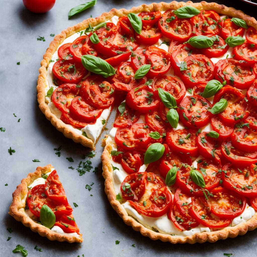 Tomato & mozzarella tart with roast pepper pesto