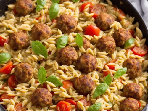 Tomato & Oregano Orzo with Koftas, Yogurt & Pul Biber Butter