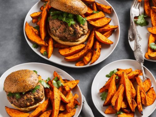 Turkey Burger with Sweet Potato Wedges