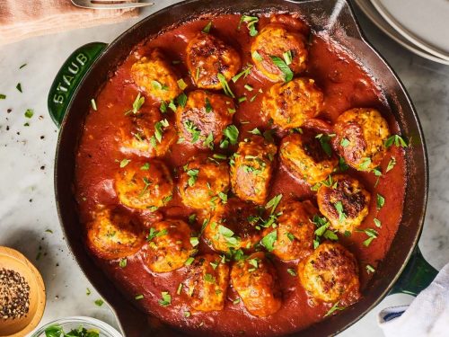 Turkey Meatballs in Olive & Courgette Sauce