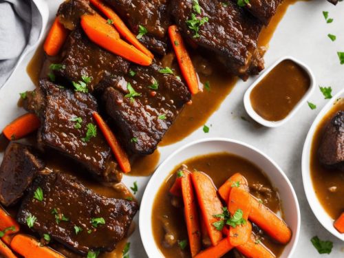 Twice-cooked beef short ribs with dripping carrots & gravy