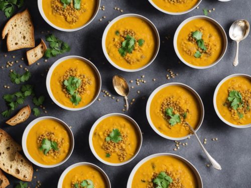 Vegan Curried Squash, Lentil & Coconut Soup