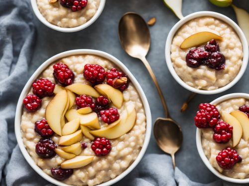 Vegan Rice Pudding with Pear & Berry Compote