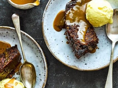 Vegan Sticky Toffee Pear Pudding