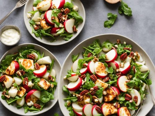 Warm Halloumi with Radish, Apple & Pecan Salad