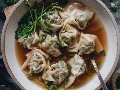 Watercress Soup with Bacon Dumplings