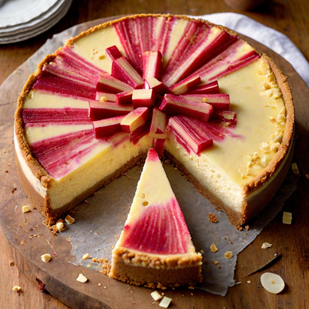 White Chocolate Cheesecake with Rhubarb Compote