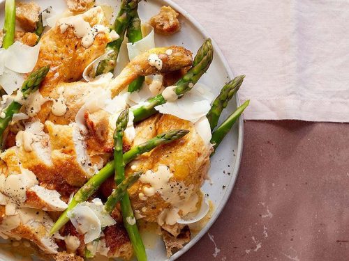 Whole Crispy Roast Chicken & Asparagus Caesar