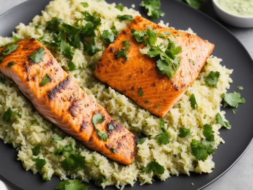 Wild Salmon with Coconut Chutney & Green Pilau