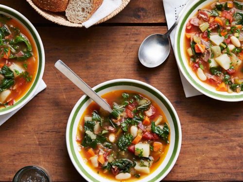 Winter Minestrone with Pesto Croûtes