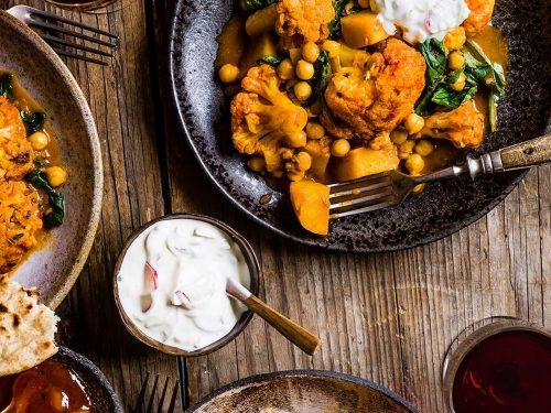 Winter Vegetable Curry with Fruity Raita