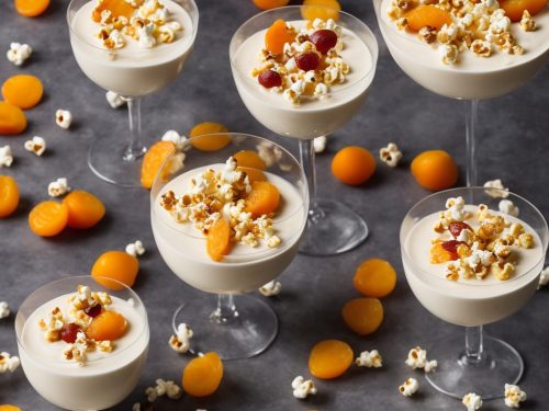 Yogurt Panna Cotta with Hunza Apricots & Popcorn