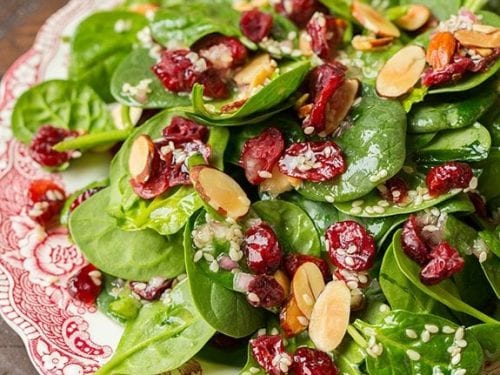 cranberry almond spinach salad recipe