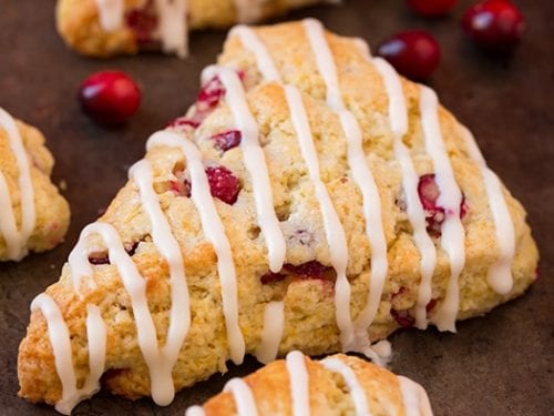 cranberry orange scones with vanilla cream glaze recipe