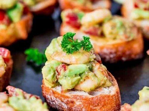 garlic prawn and avocado crostini recipe