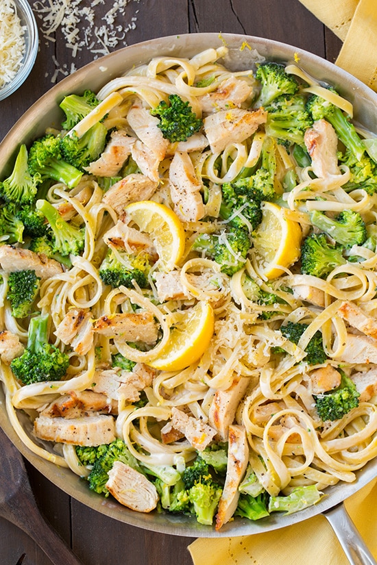 lemon fettuccine alfredo with grilled chicken and broccoli recipe