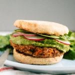 lentil-chickpea veggie burgers with avocado green harissa recipe