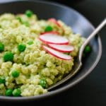 minty pea pesto with rice and radishes recipe