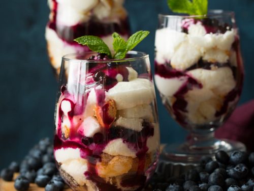 angel food cake trifles with cheesecake topping and blueberry sauce recipe