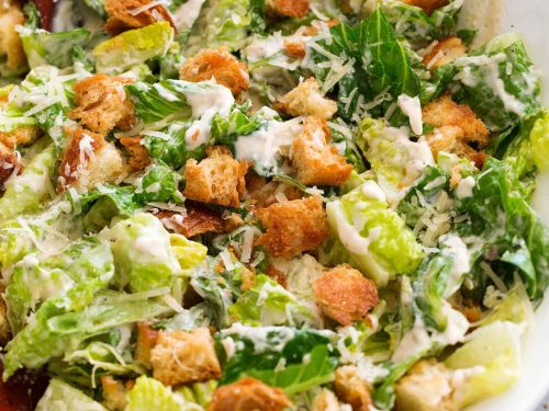 caesar salad and homemade caesar salad dressing recipe