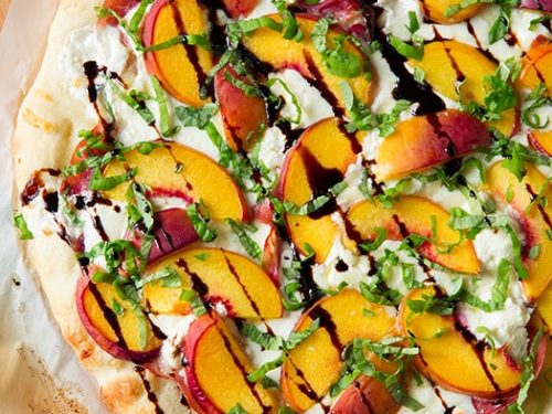 peach & prosciutto pizza with honey balsamic reduction recipe