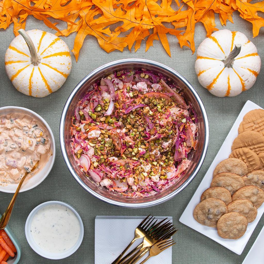 rainbow fall slaw with tahini poppy seed dressing recipe