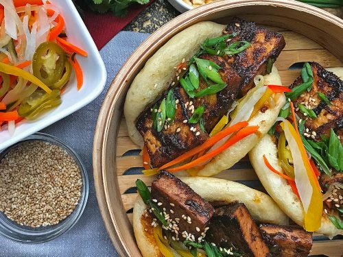 tofu bao buns with pickled vegetables recipe