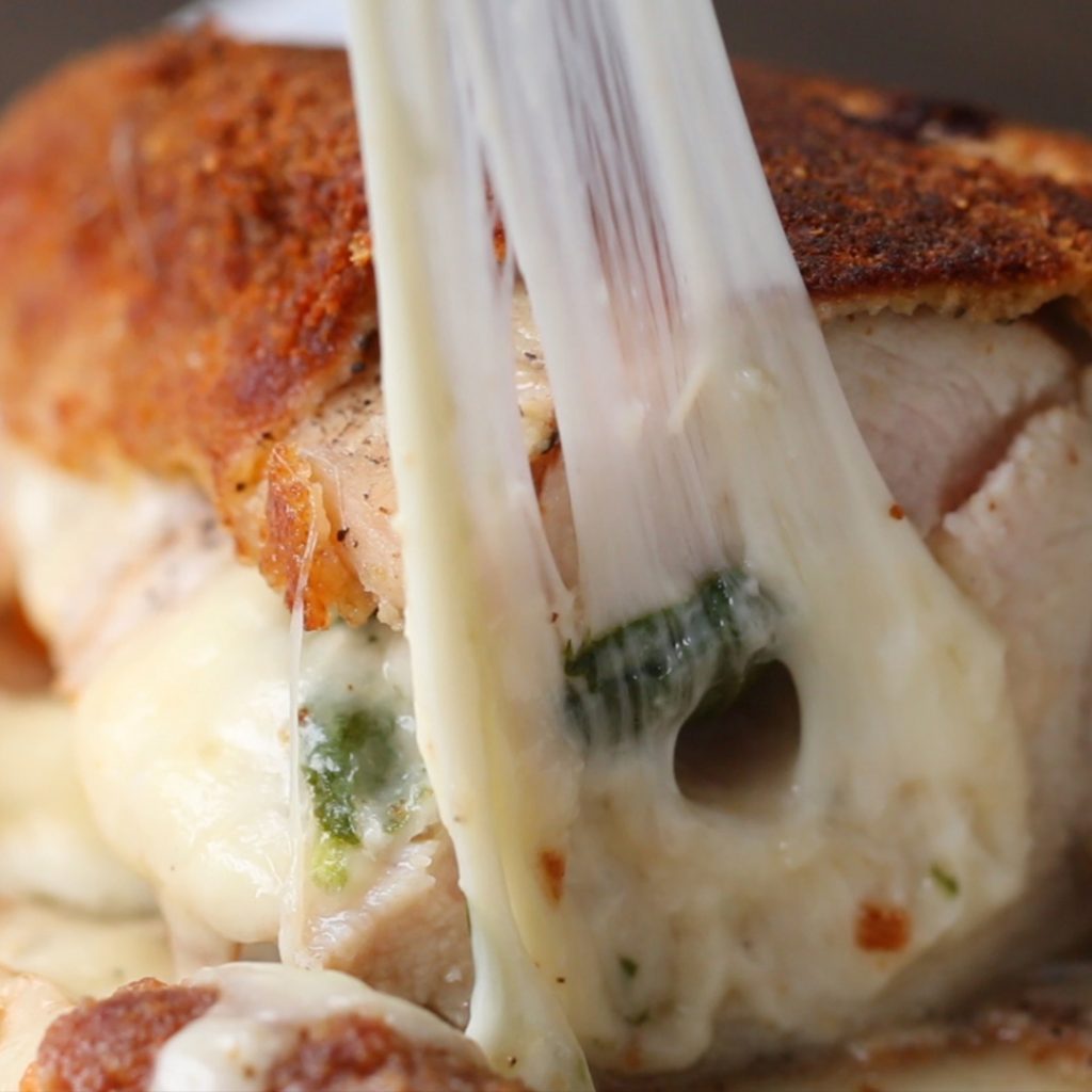 ham, cheese, and spinach-stuffed chicken recipe