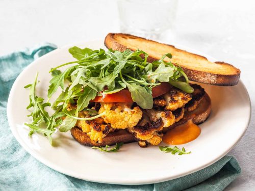 cauliflower steak sandwiches with red pepper aioli recipe