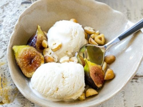 spice roasted figs with hazelnuts and vanilla ice cream recipe