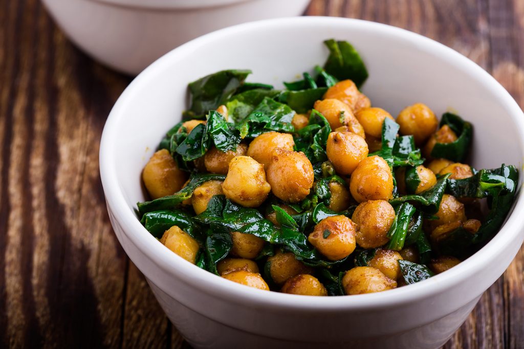 healthy catalan chickpeas and spinach