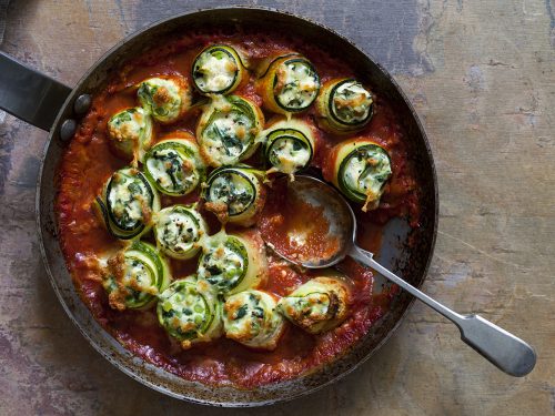 healthy spinach and ricotta zucchini cannelloni