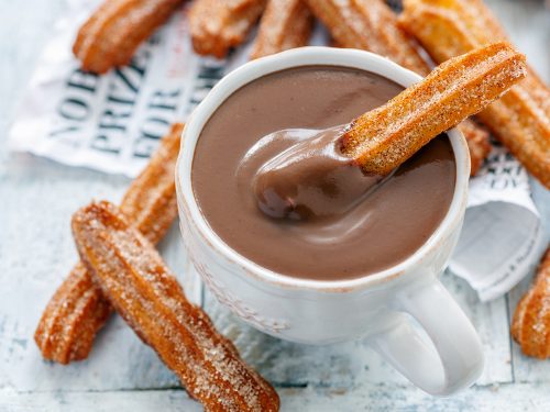 baked pumpkin churros and chocolate sauce