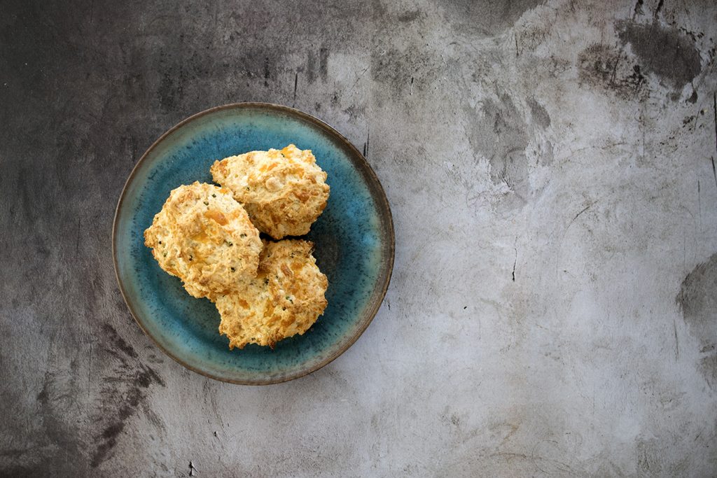 creamy cheddar chive drop biscuits