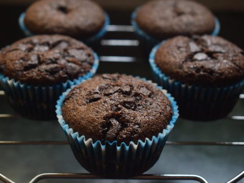 healthy chocolate fudge banana muffin