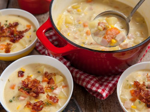 creamy ham and potato and corn chowder