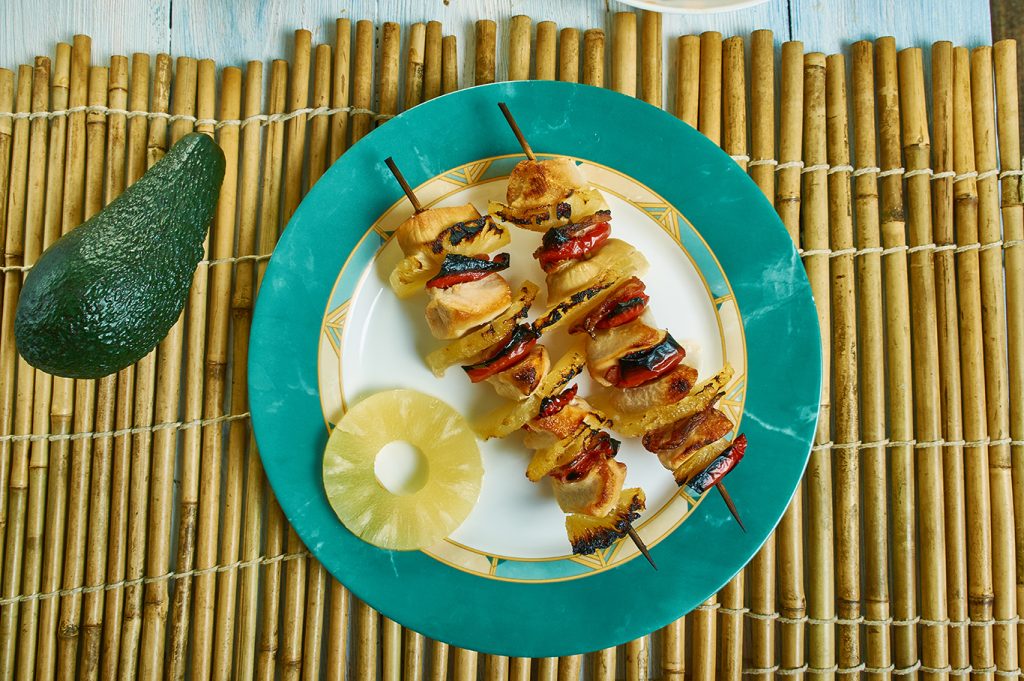 grilled bacon pineapple chicken kebabs