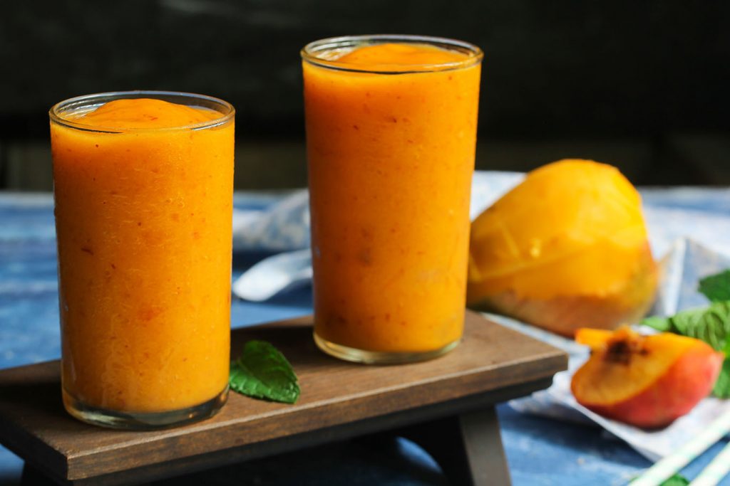 sweet mango peach smoothie