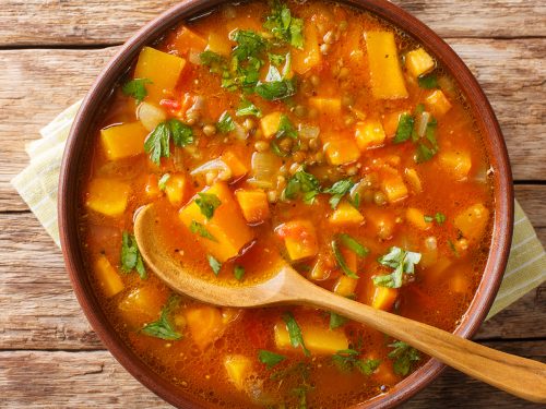 hearty sweet potato and lentil soup