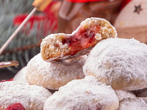 tasty raspberry almond snowball cookies