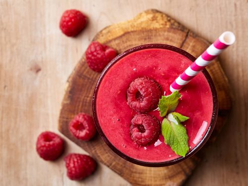 cold raspberry smoothie