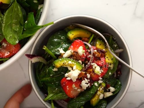 red berry & avocado spinach salad with strawberry poppy seed dressing recipe