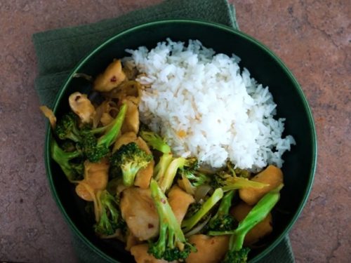 jasmine rice, chicken and almond stir-fry recipe