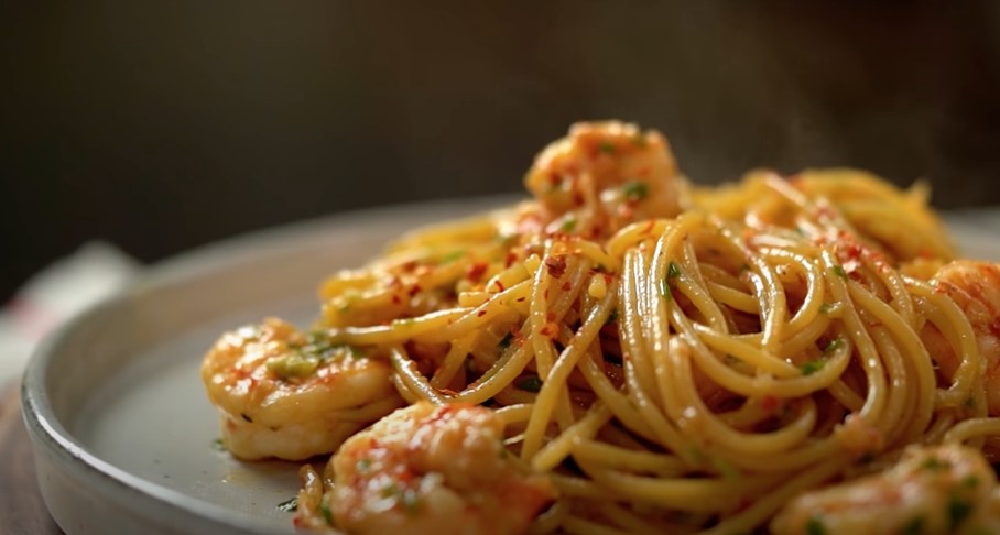 grilled shrimp spaghetti with salsa verde recipe